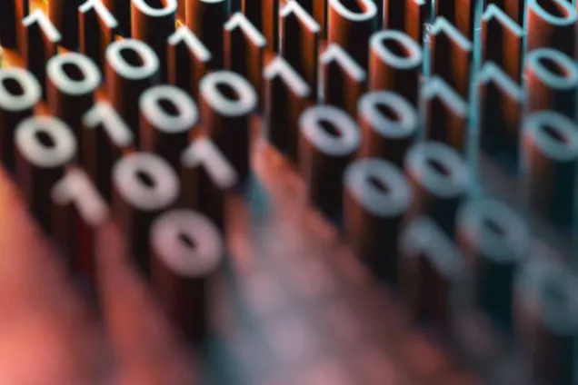 Abstract image with binary digits. Photo.